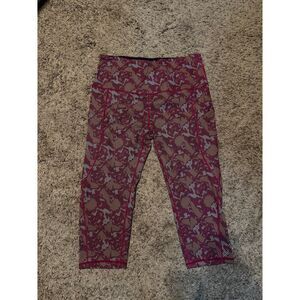 Ododos cropped leggings side pockets  multicolor paisley-like pattern size 2xl